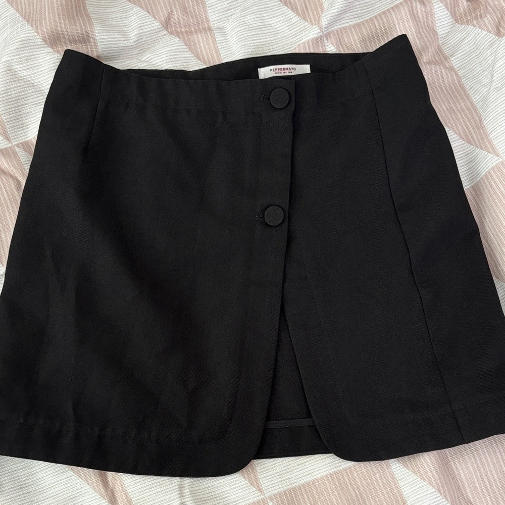 Peppermayo Black Mini Skirt with Covered Button